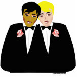 Gay Wedding Cake Topper Staand Fotobeeldje<br><div class="desc">Gay Wedding Cake Toppers voor twee bruinen die trouwen. Unieke homopcake-toppers voor hun homohuwelijk en huwelijksfeest.</div>