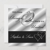 Gay Wedding Ceremony Silver Uitnodiging (Voorkant)