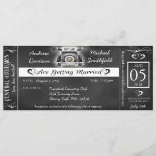 Gay Wedding Chalkboard Ticket Style Uitnodiging