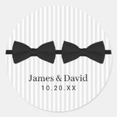 Gay Wedding Double Bow Stropdas Classy Stripes Sea Ronde Sticker (Voorkant)