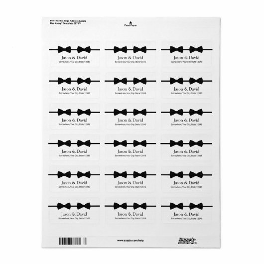 Gay Wedding Double Bow-Stropdassen Adres Etiket (Full Sheet)