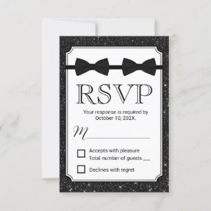Gay Wedding Double Bow Stropdassen Black Glitter R RSVP Kaartje