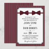 Gay Wedding Double Bow Stropdassen Burgundy Red Kaart (Voorkant / Achterkant)
