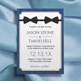 Gay Wedding Double Bow Stropdassen Classy Navy Blu Kaart