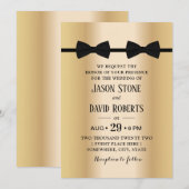 Gay Wedding Double Bow Stropdassen Modern Gold Kaart (Voorkant / Achterkant)