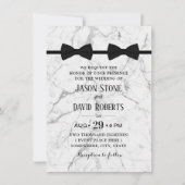 Gay Wedding Double Bow Stropdassen Modern Marble Kaart (Voorkant)