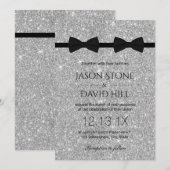 Gay Wedding Double Bow Stropdassen Modern Silver G Kaart (Voorkant / Achterkant)