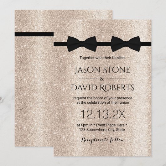 Gay Wedding Double Bow Stropdassen Moderne Ivory G Kaart (Voorkant / Achterkant)