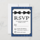 Gay Wedding Double Bow Stropdassen Navy Blue RSVP (Voorkant)