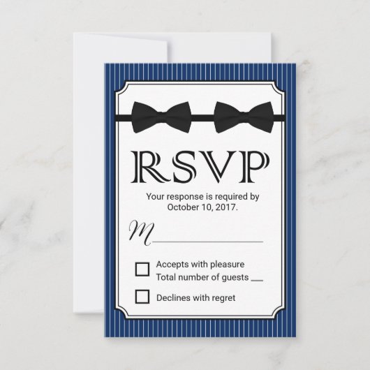 Gay Wedding Double Bow Stropdassen Navy Blue RSVP (Voorkant)
