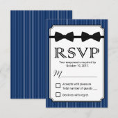 Gay Wedding Double Bow Stropdassen Navy Blue RSVP (Voorkant / Achterkant)