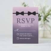 Gay Wedding Double Bow Stropdassen Paarse RSVP (Staand voorkant)