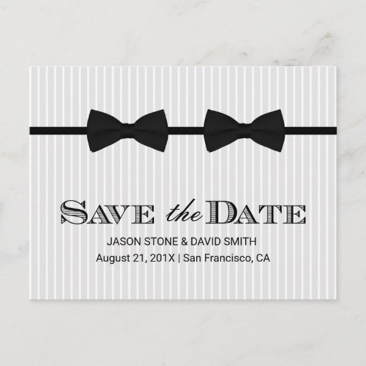 Gay Wedding Double Bow Stropdassen Save the Date Aankondigingskaart (Voorkant)