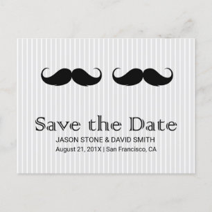 Gay Wedding Double Mustache Save the Date Aankondigingskaart