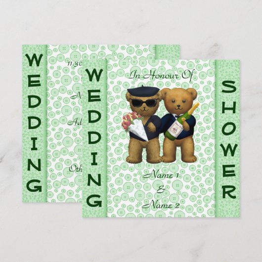 Gay Wedding-douche Apple Teddy Bears-uitnodiging Kaart (Voorkant / Achterkant)