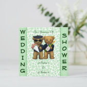 Gay Wedding-douche Apple Teddy Bears-uitnodiging Kaart (Staand voorkant)