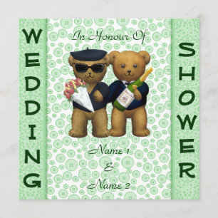 Gay Wedding-douche Apple Teddy Bears-uitnodiging Kaart