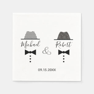 Gay Wedding  Elegant Black en White Servet