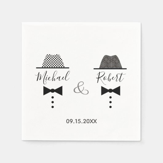 Gay Wedding  Elegant Black en White Servet (Voorkant)