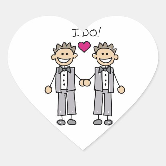 Gay Wedding Groom Hart Sticker (Voorkant)
