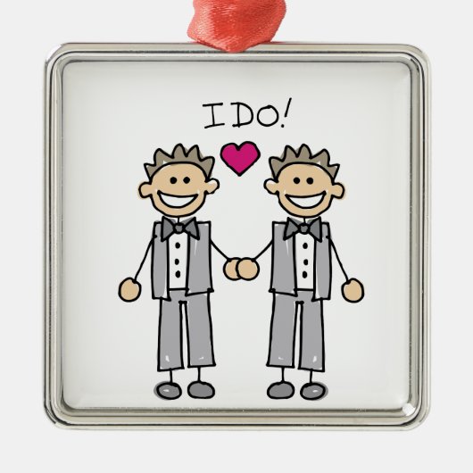Gay Wedding Groom Metalen Ornament (Voorkant)