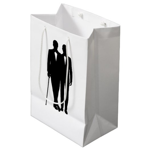 Gay Wedding Grooms Medium Cadeauzakje (Voorkant Gekanteld)