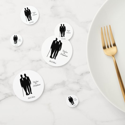Gay Wedding Grooms met Namen en Datum Confetti (Groep)