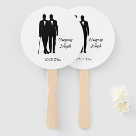 Gay Wedding Grooms met Namen en Datum Handwaaier