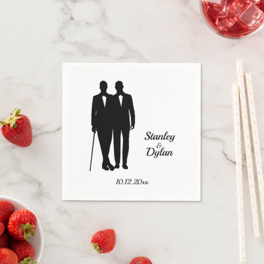 Gay Wedding Grooms met Namen en Datum Servet (Insitu)