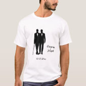 Gay Wedding Grooms met Namen en Datum T-shirt (Voorkant)