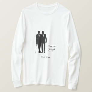 Gay Wedding Grooms met Namen en Datum T-shirt