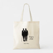 Gay Wedding Grooms met Namen en Datum Tote Bag (Achterkant)