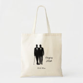 Gay Wedding Grooms met Namen en Datum Tote Bag (Voorkant)