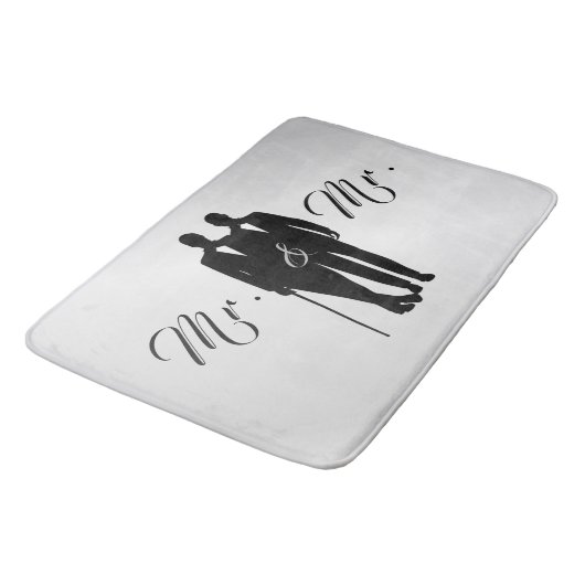 Gay Wedding Grooms Silver Bath Mat (Gekanteld)
