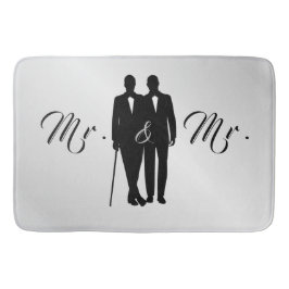 Gay Wedding Grooms Silver Bath Mat