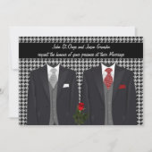 Gay Wedding Invitation met Two Tuxedos en Roos Kaart (Voorkant)
