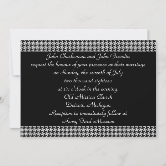 Gay Wedding Invitation met Two Tuxedos en Roos Kaart (Achterkant)