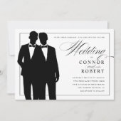 Gay Wedding Invitation Two Grooms Silhouettes Kaart (Voorkant)