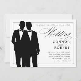Gay Wedding Invitation Two Grooms Silhouettes Kaart