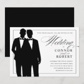 Gay Wedding Invitation Two Grooms Silhouettes Kaart (Voorkant / Achterkant)