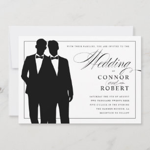 Gay Wedding Invitation Two Grooms Silhouettes Kaart
