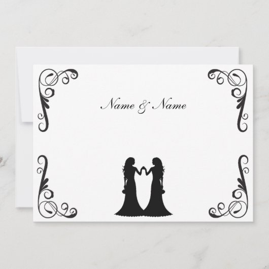 Gay Wedding Invite - Twee Brides Black en White Kaart (Voorkant)