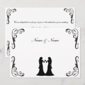 Gay Wedding Invite - Twee Brides Black en White Kaart (Voorkant / Achterkant)