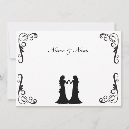 Gay Wedding Invite - Twee Brides Black en White Kaart (Voorkant)