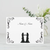 Gay Wedding Invite - Twee Brides Black en White Kaart (Staand voorkant)