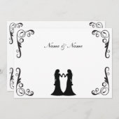 Gay Wedding Invite - Twee Brides Black en White Kaart (Voorkant / Achterkant)