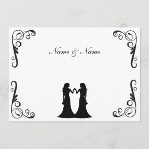 Gay Wedding Invite - Twee Brides Black en White Kaart
