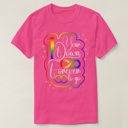Gay Wedding Jubileum 1 jaar terug naar links om te T-shirt (Design voorkant)