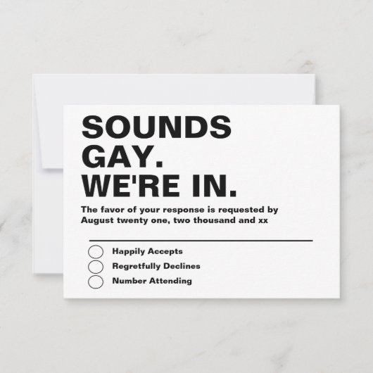 Gay Wedding klinkt gay in RSVP (Voorkant)