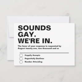 Gay Wedding klinkt gay in RSVP Kaartje